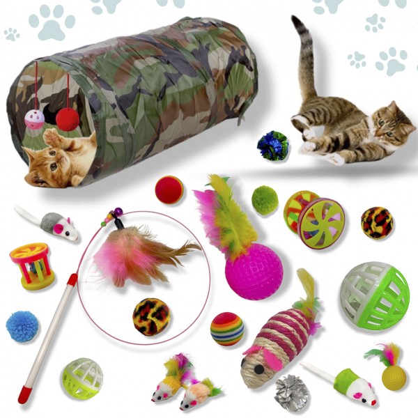 Набор игрушек для кошек и котят, тоннель + игрушки